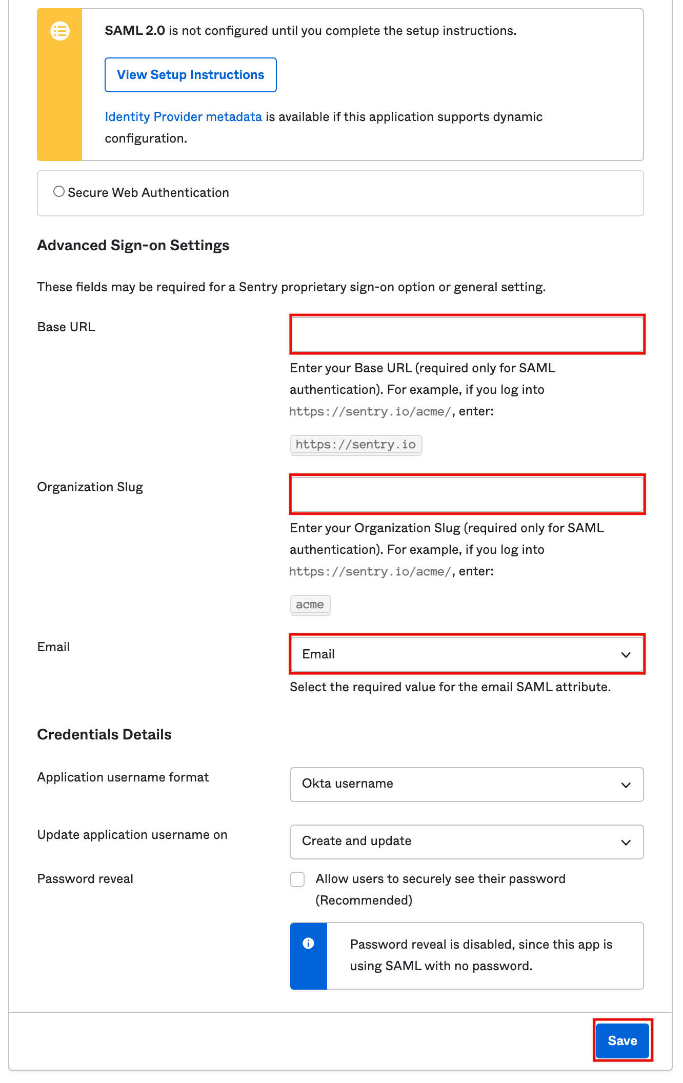 Configuring Sentry in Okta